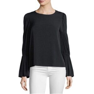 Club Monaco Amund Pleated Bell Long Sleeve Statement Crepe Blouse Top Sz L PARTY